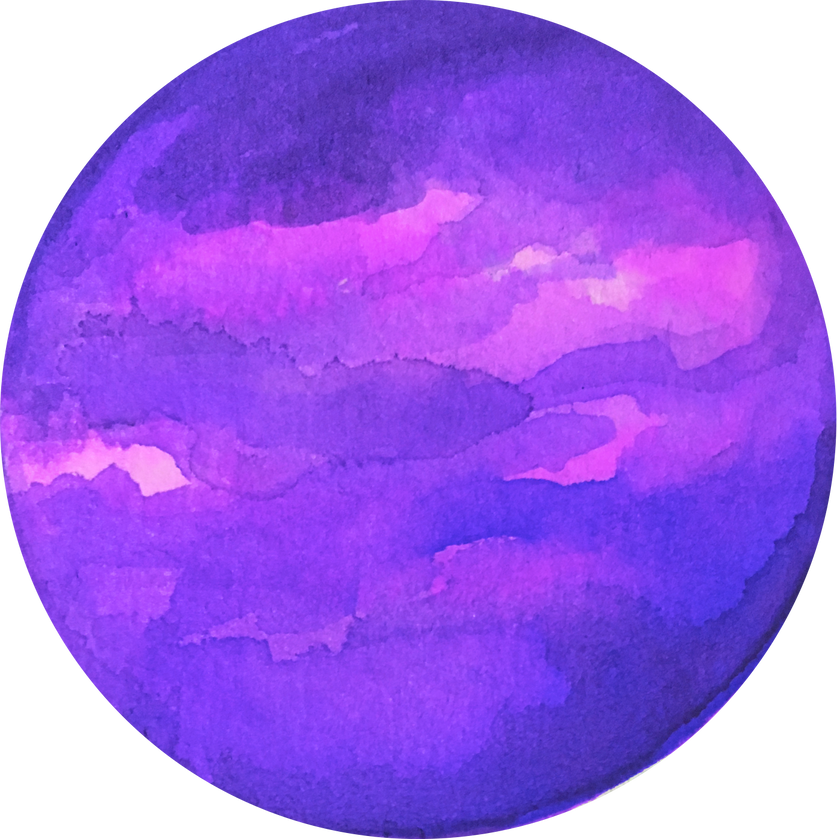 Hand-Painted Watercolor Space Galaxy Purple Violet Planet